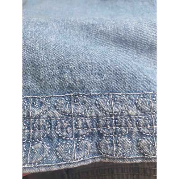 Graff by Um Company Womens Vintage Denim Embroidered Beaded Buttoned Shirt Sz PL - Picture 15 of 15